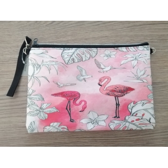 Toilet / make-up tasje Flamingo roze